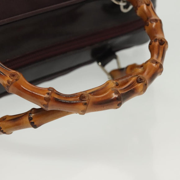 GUCCI Bamboe Handtas Nylon 2-weg Zwart Zilver 000 0538 Auth ep10728