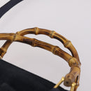 GUCCI Bamboo Hand Bag Suede 2way Navy Gold 000 2214 0316 Auth ep10732-9