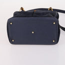 GUCCI Bamboo Hand Bag Suede 2way Navy Gold 000 2214 0316 Auth ep10732-5