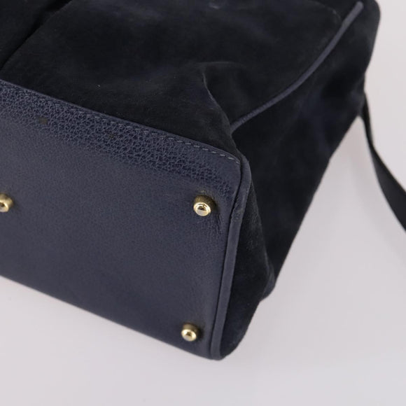 GUCCI Bamboo Hand Bag Suede 2way Navy Gold 000 2214 0316 Auth ep10732