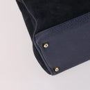 GUCCI Bamboo Hand Bag Suede 2way Navy Gold 000 2214 0316 Auth ep10732-16