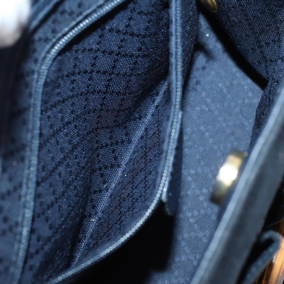 GUCCI Bamboo Hand Bag Suede 2way Navy Gold 000 2214 0316 Auth ep10732