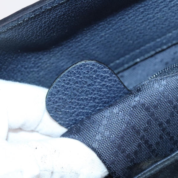 GUCCI Bamboo Hand Bag Suede 2way Navy Gold 000 2214 0316 Auth ep10732