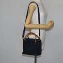 GUCCI Bamboo Hand Bag Suede 2way Navy Gold 000 2214 0316 Auth ep10732-22