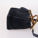 GUCCI Bamboo Hand Bag Suede 2way Navy Gold 000 2214 0316 Auth ep10732-3