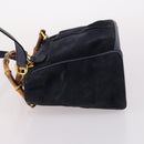 GUCCI Bamboo Hand Bag Suede 2way Navy Gold 000 2214 0316 Auth ep10732-4