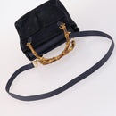 GUCCI Bamboo Hand Bag Suede 2way Navy Gold 000 2214 0316 Auth ep10732-7