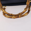 GUCCI Bamboo Hand Bag Suede 2way Navy Gold 000 2214 0316 Auth ep10732-8