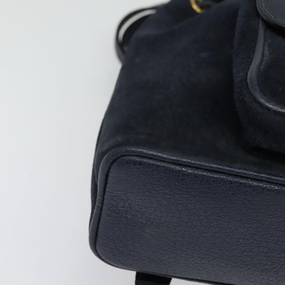 GUCCI Bamboo Backpack Suede Navy Gold 003 2034 0030 Auth ep10733
