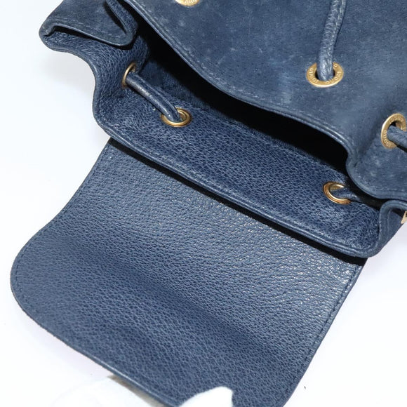 GUCCI Bamboo Backpack Suede Navy Gold 003 2034 0030 Auth ep10733