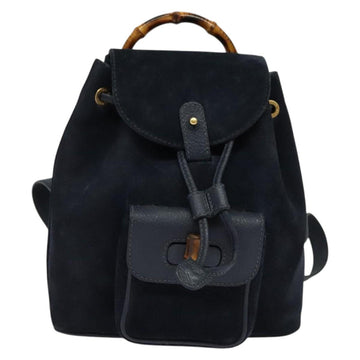 GUCCI Bamboo Backpack Suede Navy Gold 003 2034 0030 Auth ep10733 - 0