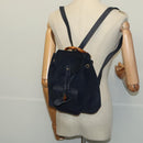 GUCCI Bamboo Backpack Suede Navy Gold 003 2034 0030 Auth ep10733-23