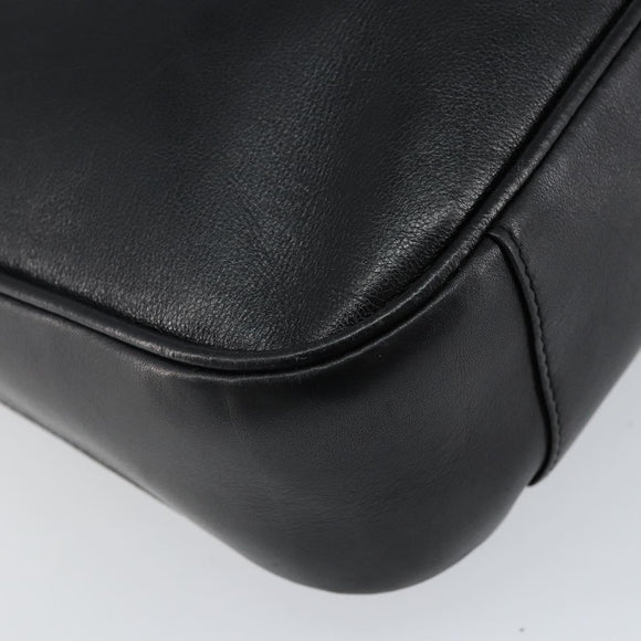 GUCCI Bamboo Hand Bag Leather 2way Black Gold Auth ep10736