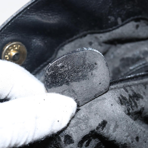 GUCCI Bamboo Hand Bag Leather 2way Black Gold Auth ep10736