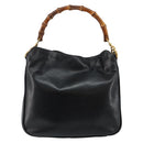 GUCCI Bamboo Hand Bag Leather 2way Black Gold Auth ep10736-3