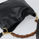 GUCCI Bamboo Hand Bag Leather 2way Black Gold Auth ep10736-6