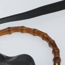 GUCCI Bamboo Hand Bag Leather 2way Black Gold Auth ep10736-8