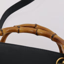 GUCCI Bamboo Hand Bag Leather 2way Navy Gold 000 122 0316 Auth ep10737-15