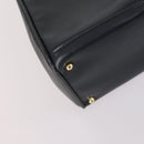 GUCCI Bamboo Hand Bag Leather 2way Navy Gold 000 122 0316 Auth ep10737-17