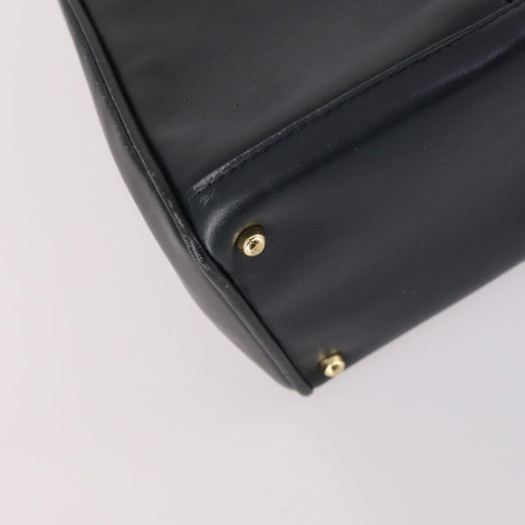 GUCCI Bamboo Hand Bag Leather 2way Navy Gold 000 122 0316 Auth ep10737