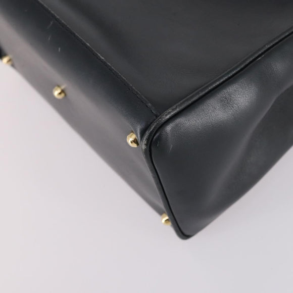 GUCCI Bamboo Hand Bag Leather 2way Navy Gold 000 122 0316 Auth ep10737