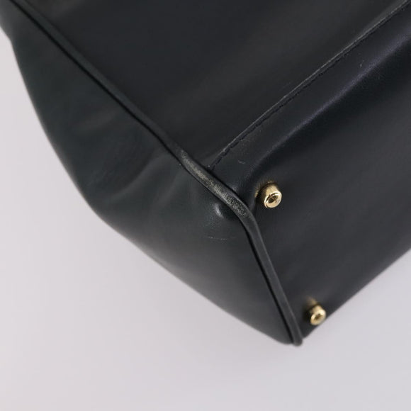 GUCCI Bamboo Hand Bag Leather 2way Navy Gold 000 122 0316 Auth ep10737