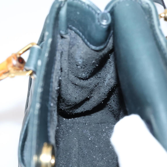 GUCCI Bamboo Hand Bag Leather 2way Navy Gold 000 122 0316 Auth ep10737
