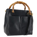 GUCCI Bamboo Hand Bag Leather 2way Navy Gold 000 122 0316 Auth ep10737-1