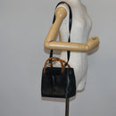 GUCCI Bamboo Hand Bag Leather 2way Navy Gold 000 122 0316 Auth ep10737-21