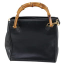 GUCCI Bamboo Hand Bag Leather 2way Navy Gold 000 122 0316 Auth ep10737-2