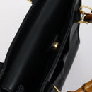 GUCCI Bamboo Hand Bag Leather 2way Navy Gold 000 122 0316 Auth ep10737-6