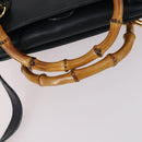 GUCCI Bamboo Hand Bag Leather 2way Navy Gold 000 122 0316 Auth ep10737-8