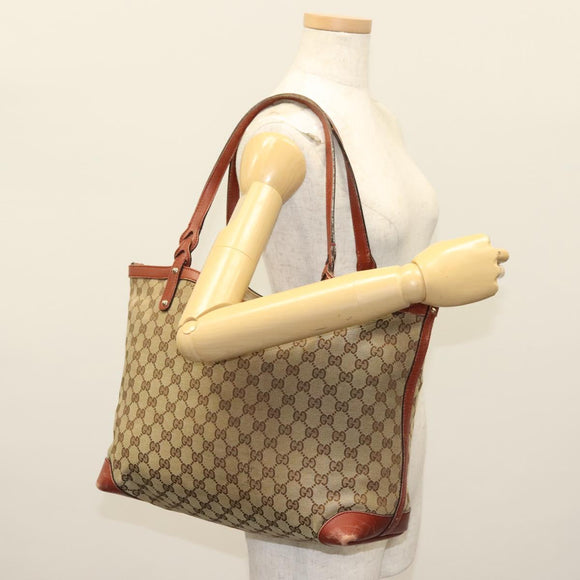 GUCCI GG Canvas Tote Bag Beige Gold 247209 Auth ep10749