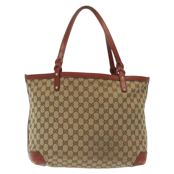 GUCCI GG Canvas Tote Bag Beige Gold 247209 Auth ep10749