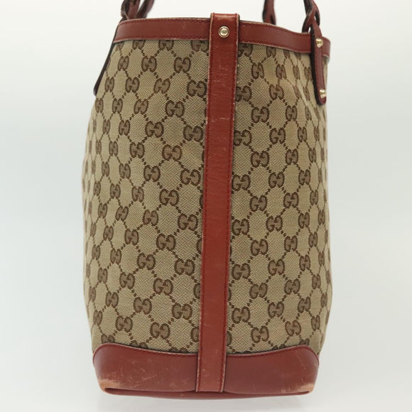 GUCCI GG Canvas Tote Bag Beige Gold 247209 Auth ep10749