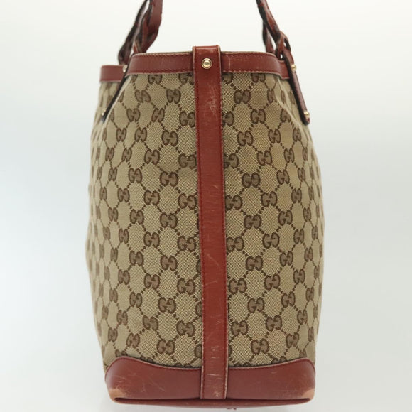 GUCCI GG Canvas Tote Bag Beige Gold 247209 Auth ep10749