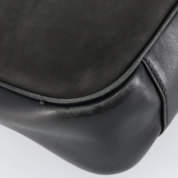 GUCCI Bamboo Hand Bag Leather 2way Black Gold 001 2113 1638 Auth ep10751