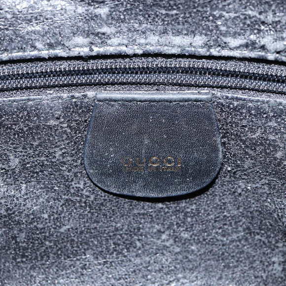 GUCCI Bamboo Hand Bag Leather 2way Black Gold 001 2113 1638 Auth ep10751