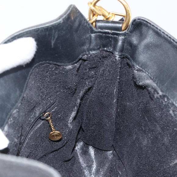 GUCCI Bamboo Hand Bag Leather 2way Black Gold 001 2113 1638 Auth ep10751