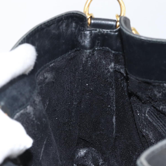 GUCCI Bamboo Hand Bag Leather 2way Black Gold 001 2113 1638 Auth ep10751