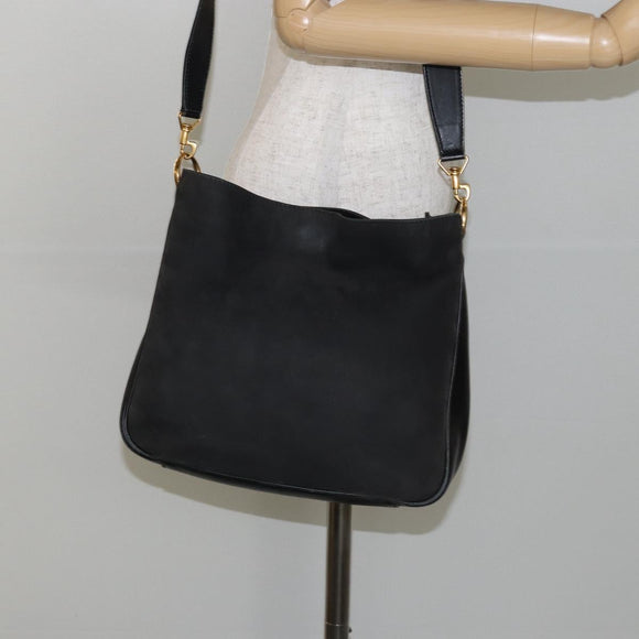 GUCCI Bamboo Hand Bag Leather 2way Black Gold 001 2113 1638 Auth ep10751