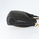 GUCCI Bamboo Hand Bag Leather 2way Black Gold 001 2113 1638 Auth ep10751-4