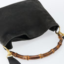 GUCCI Bamboo Hand Bag Leather 2way Black Gold 001 2113 1638 Auth ep10751-6