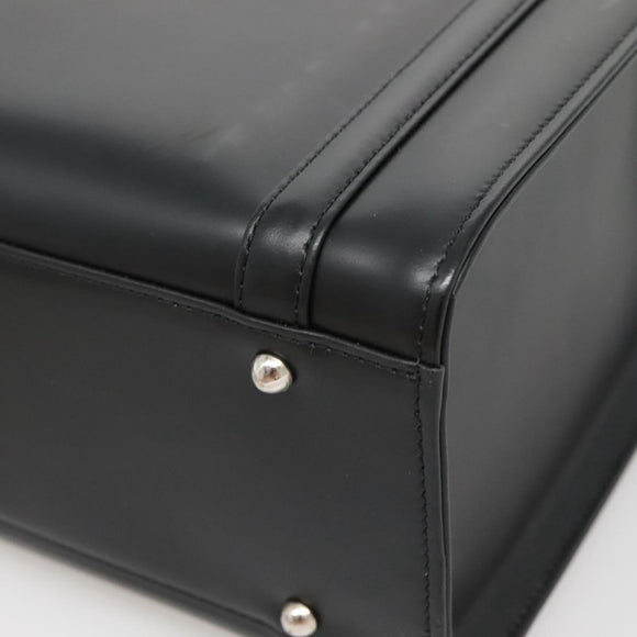 Burberrys Hand Bag Leather Black Silver Auth ep10754