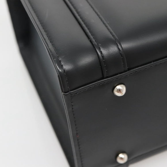 Burberrys Hand Bag Leather Black Silver Auth ep10754