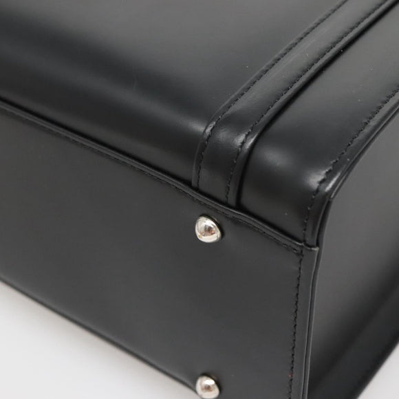 Burberrys Hand Bag Leather Black Silver Auth ep10754