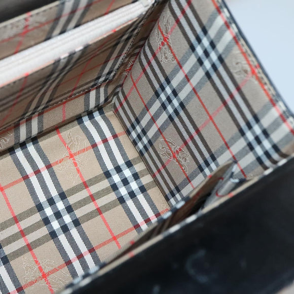 Burberrys Hand Bag Leather Black Silver Auth ep10754