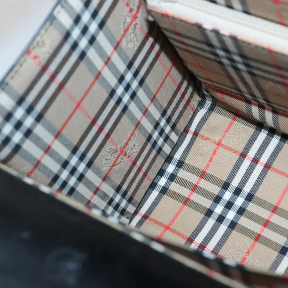 Burberrys Hand Bag Leather Black Silver Auth ep10754