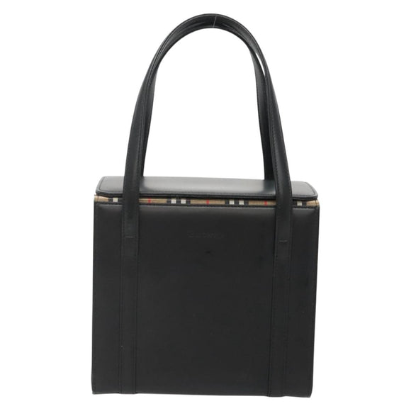 Burberrys Hand Bag Leather Black Silver Auth ep10754