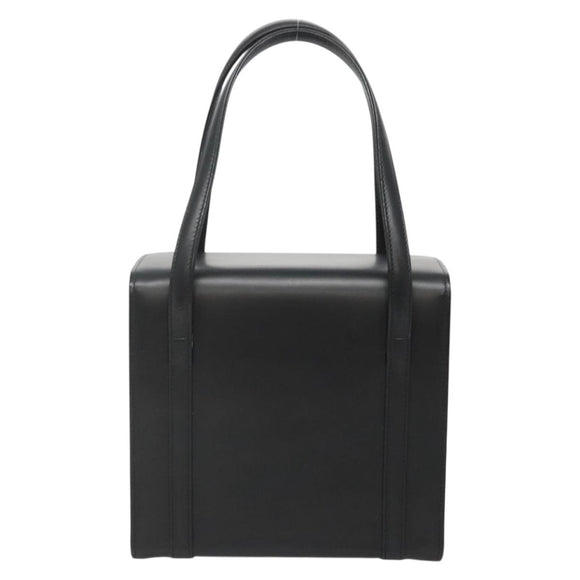 Burberrys Hand Bag Leather Black Silver Auth ep10754